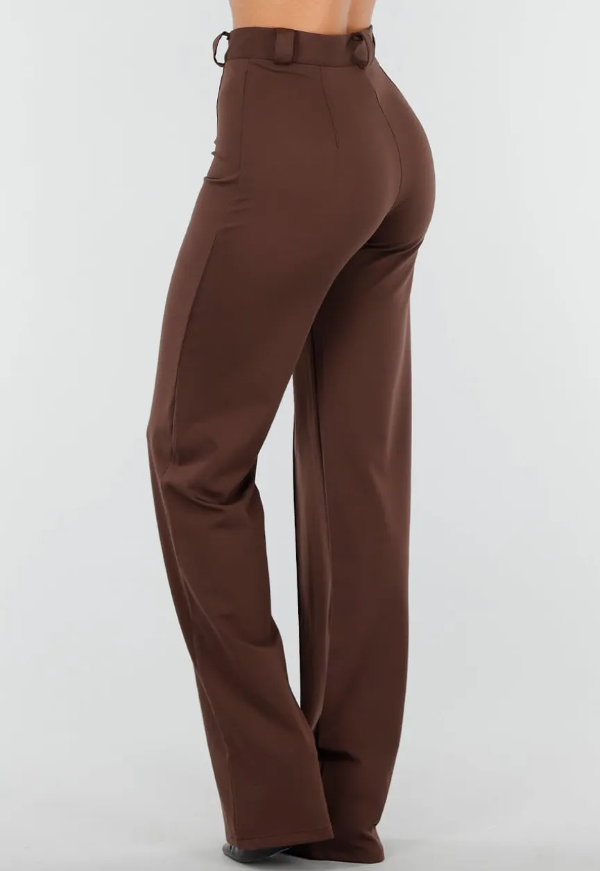 Tall Bruine Pantalon met Super Stretch