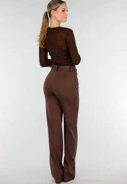 Tall Bruine Pantalon met Super Stretch
