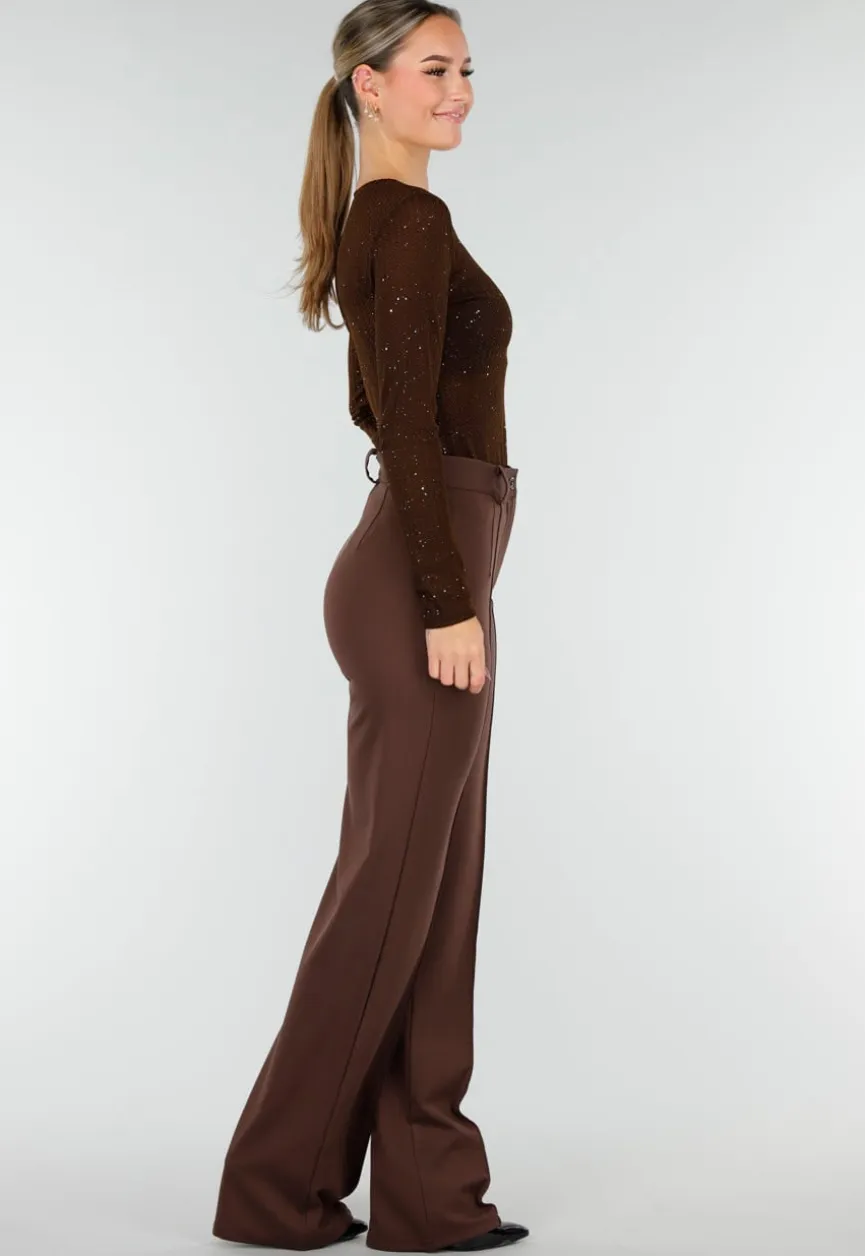 Tall Bruine Pantalon met Super Stretch