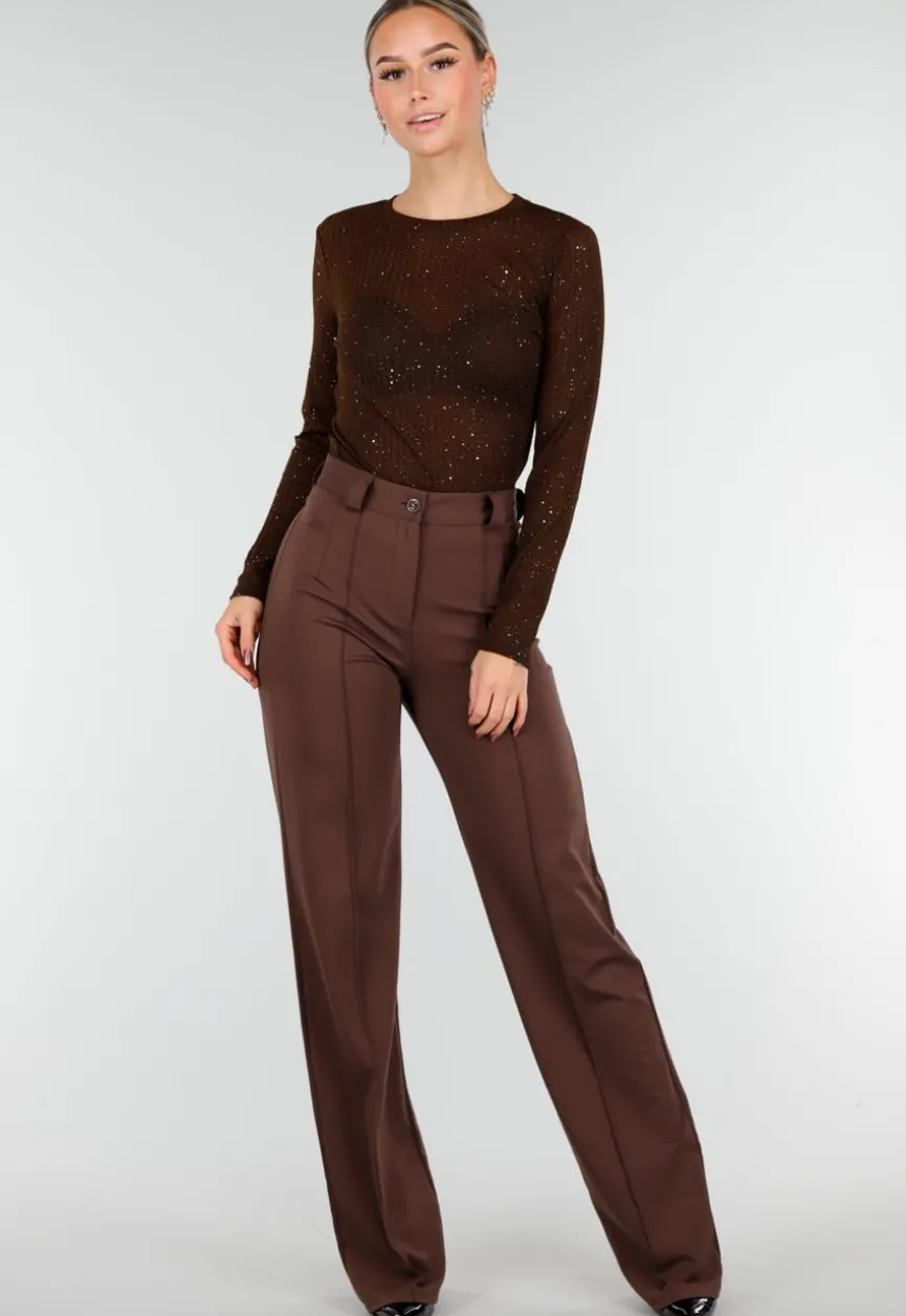 Tall Bruine Pantalon met Super Stretch