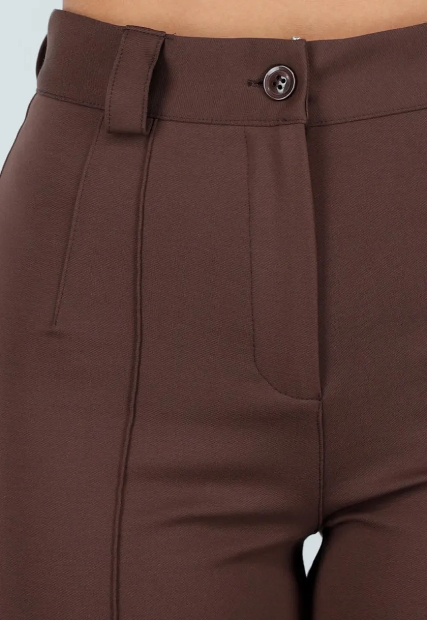 Tall Bruine Pantalon met Super Stretch