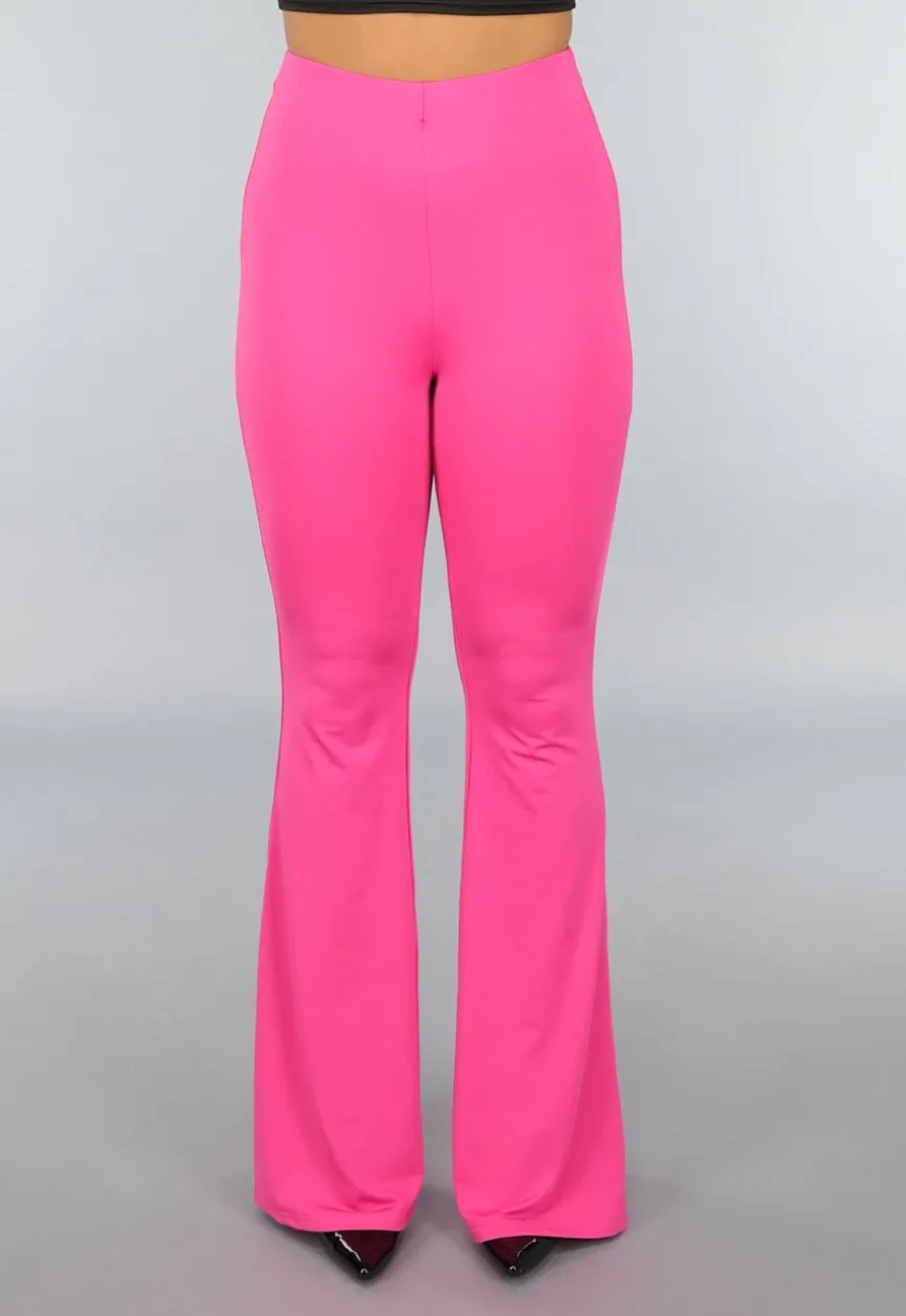 Tall Fuchsia Elastische Legging Broek met Wijde Pijpen