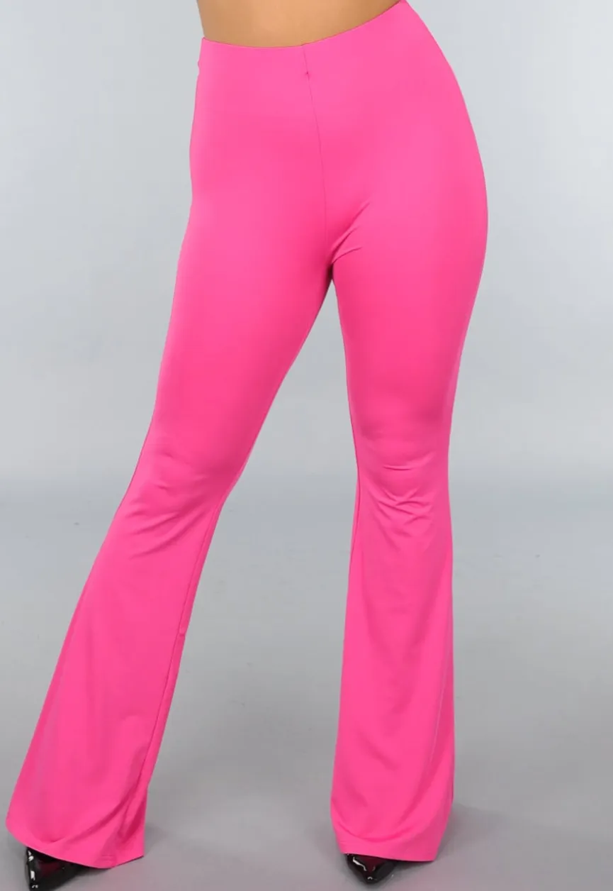 Tall Fuchsia Elastische Legging Broek met Wijde Pijpen