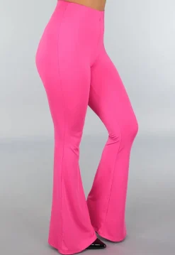 Tall Fuchsia Elastische Legging Broek met Wijde Pijpen