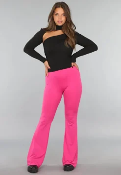 Tall Fuchsia Elastische Legging Broek met Wijde Pijpen