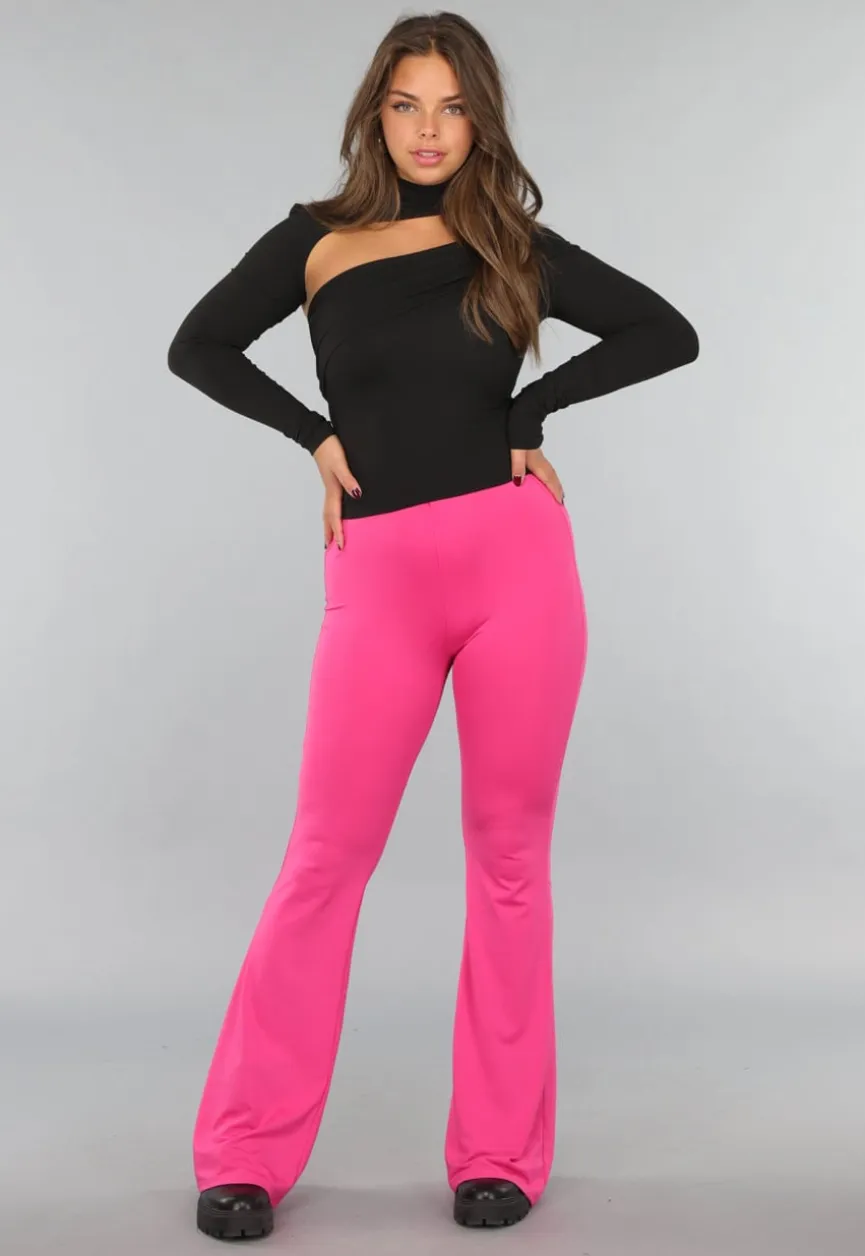 Tall Fuchsia Elastische Legging Broek met Wijde Pijpen