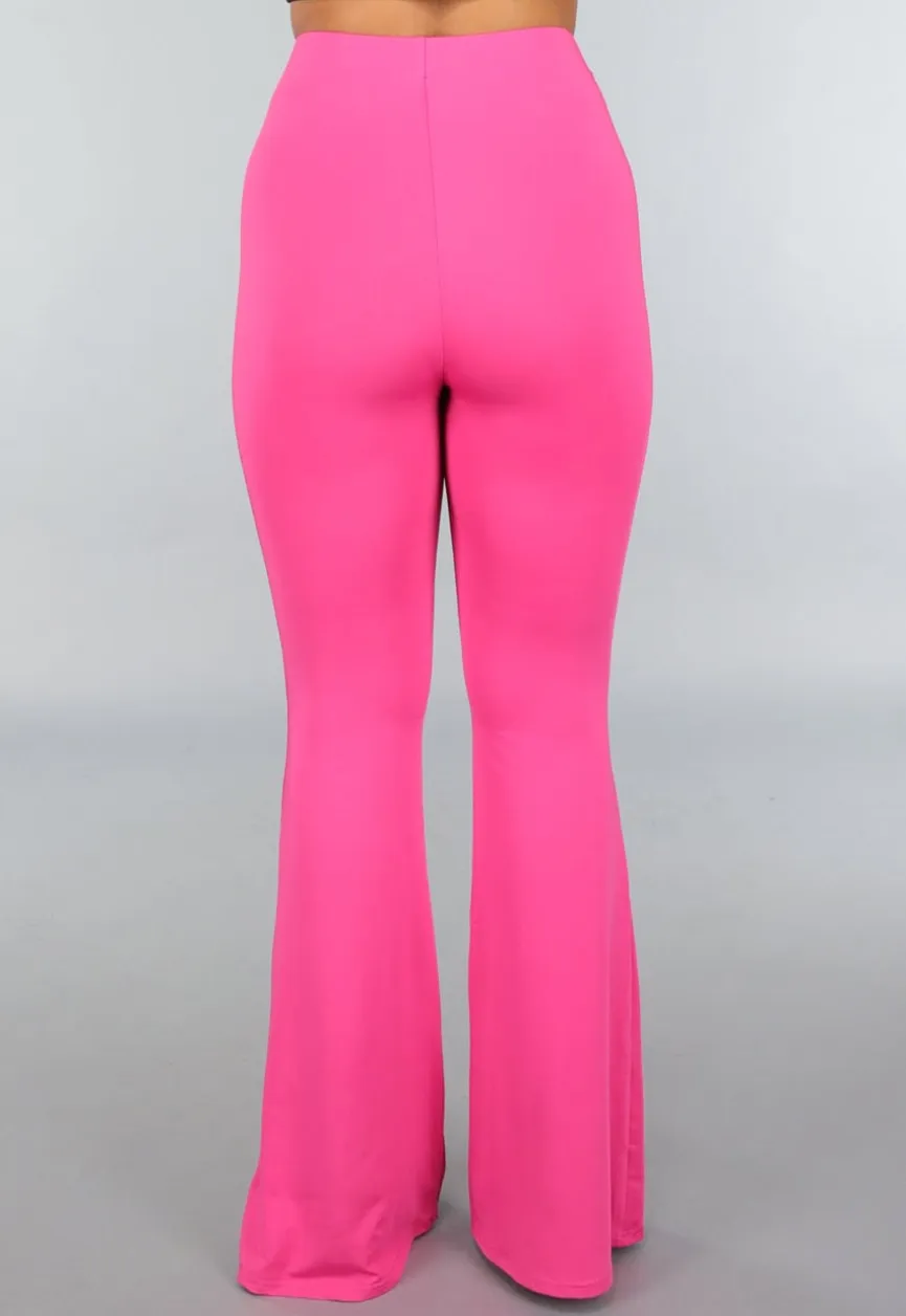 Tall Fuchsia Elastische Legging Broek met Wijde Pijpen
