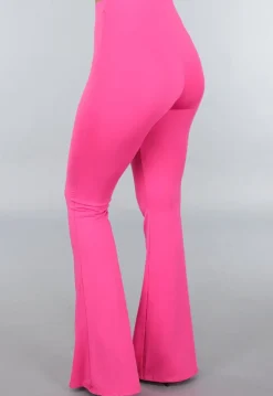 Tall Fuchsia Elastische Legging Broek met Wijde Pijpen