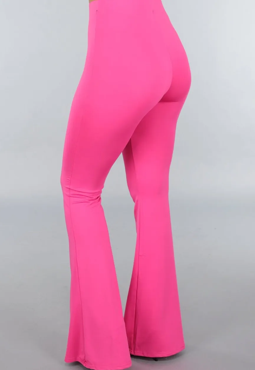 Tall Fuchsia Elastische Legging Broek met Wijde Pijpen
