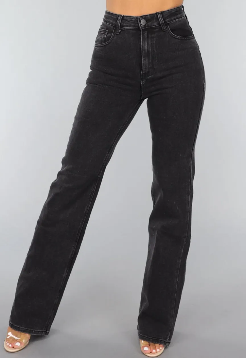 Tall Grijze High Waist Straight Leg Jeans