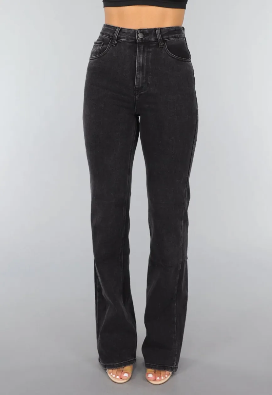 Tall Grijze High Waist Straight Leg Jeans