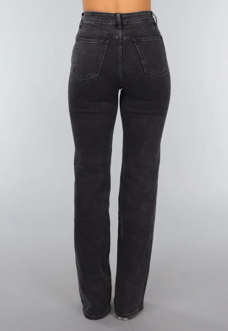 Tall Grijze High Waist Straight Leg Jeans