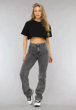 Tall Grijze Straight Leg Jeans met Stretch