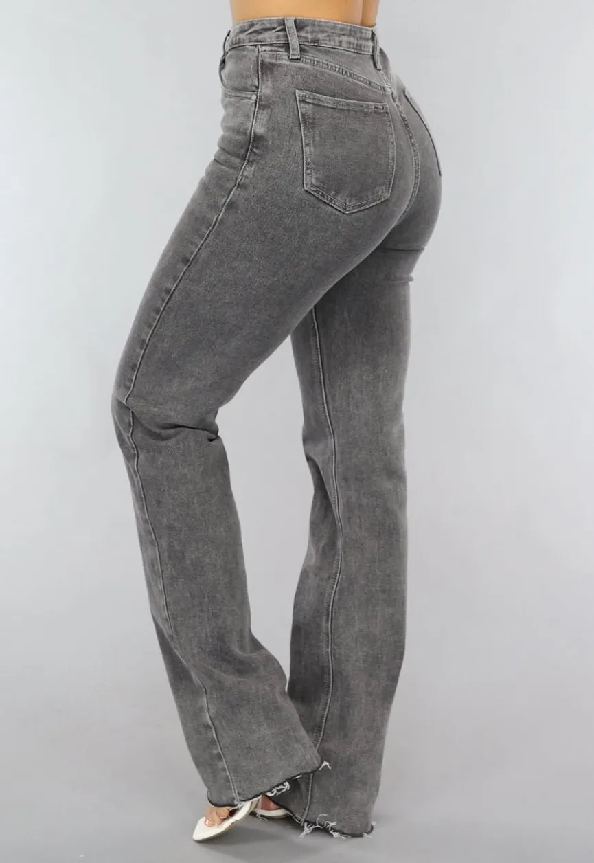 Tall Grijze Straight Leg Jeans met Stretch