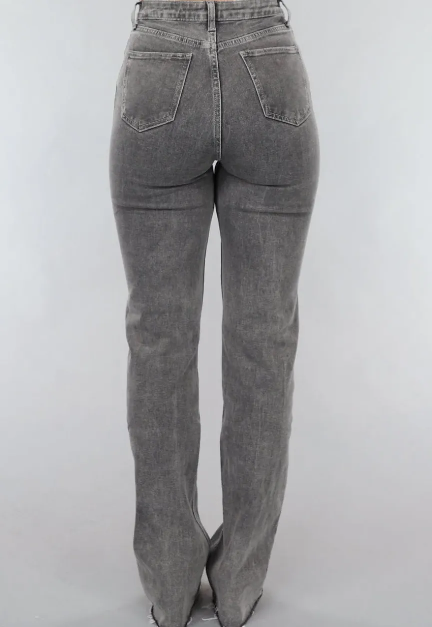 Tall Grijze Straight Leg Jeans met Stretch
