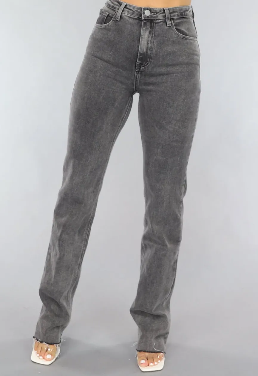 Tall Grijze Straight Leg Jeans met Stretch