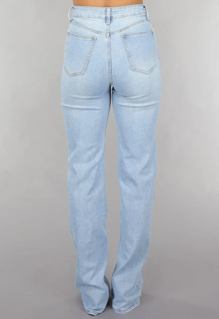 Tall High Waist Lichtblauwe Straight Leg Jeans
