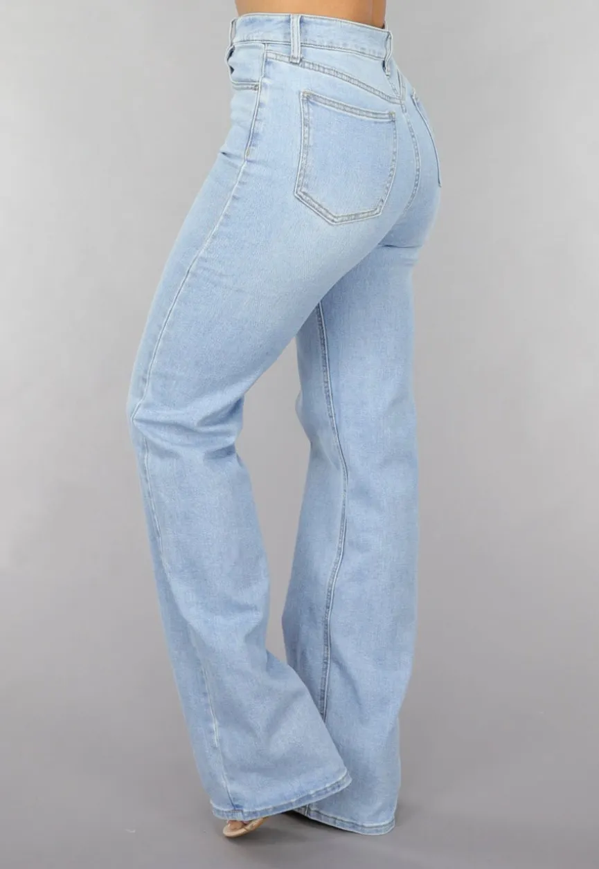 Tall High Waist Lichtblauwe Straight Leg Jeans