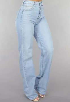 Tall High Waist Lichtblauwe Straight Leg Jeans