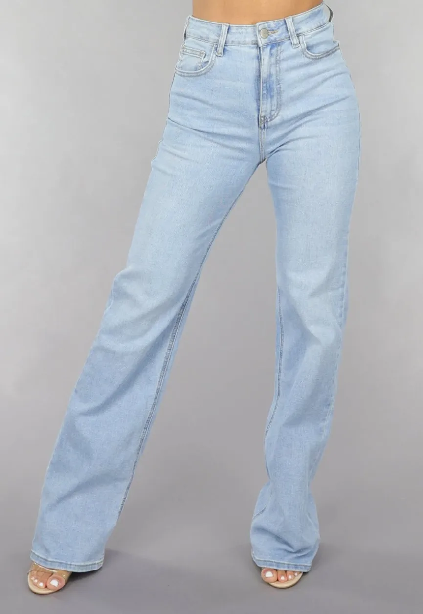 Tall High Waist Lichtblauwe Straight Leg Jeans
