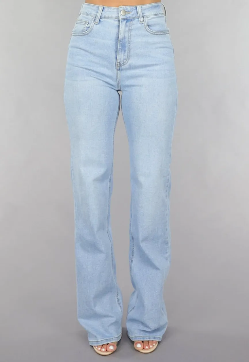 Tall High Waist Lichtblauwe Straight Leg Jeans