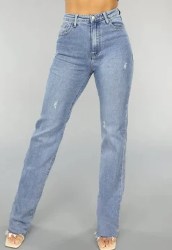 Tall Lichtblauwe High Waist Stretch Jeans met Rechte Pijpen