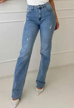 Tall Lichtblauwe High Waist Stretch Jeans met Rechte Pijpen