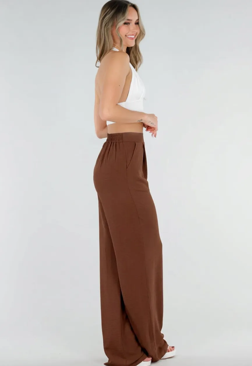Tall Linnenlook Bruine Pantalon met Stretchband