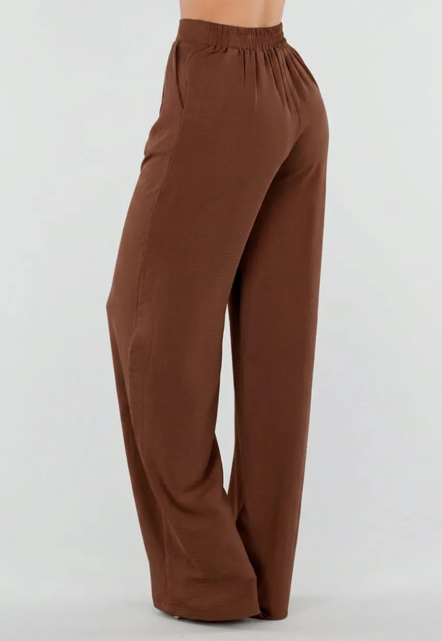 Tall Linnenlook Bruine Pantalon met Stretchband
