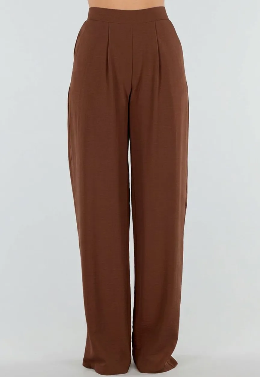 Tall Linnenlook Bruine Pantalon met Stretchband
