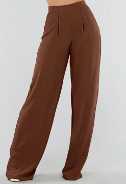 Tall Linnenlook Bruine Pantalon met Stretchband