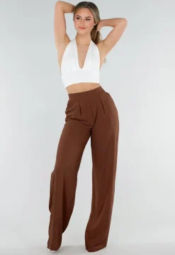 Tall Linnenlook Bruine Pantalon met Stretchband