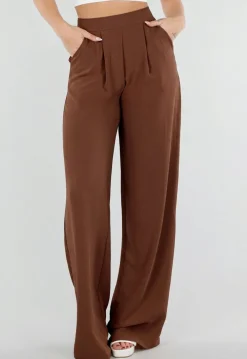 Tall Linnenlook Bruine Pantalon met Stretchband