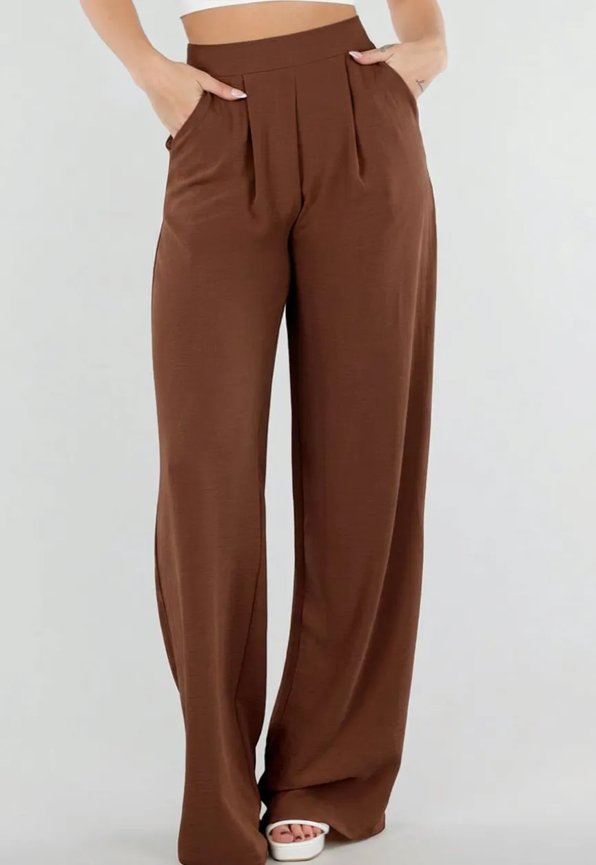 Tall Linnenlook Bruine Pantalon met Stretchband