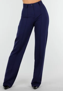 Tall Super Stretch Straight Leg Navy Blauwe Pantalon