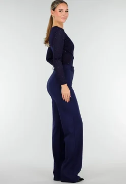 Tall Super Stretch Straight Leg Navy Blauwe Pantalon