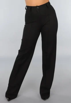 Tall Zwarte Straight Leg Pantalon met Stretch