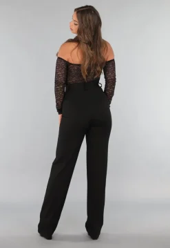 Tall Zwarte Straight Leg Pantalon met Stretch