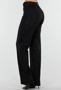 Tall Zwarte Straight Leg Super Stretch Pantalon met Glitters