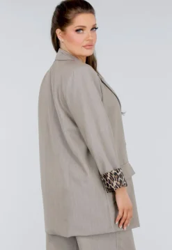 Taupe Blazerset met Leopard Details