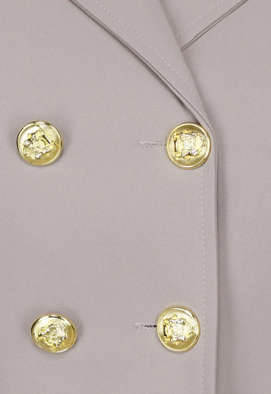 Taupe Co Ord Set met Gouden Marine Knopen