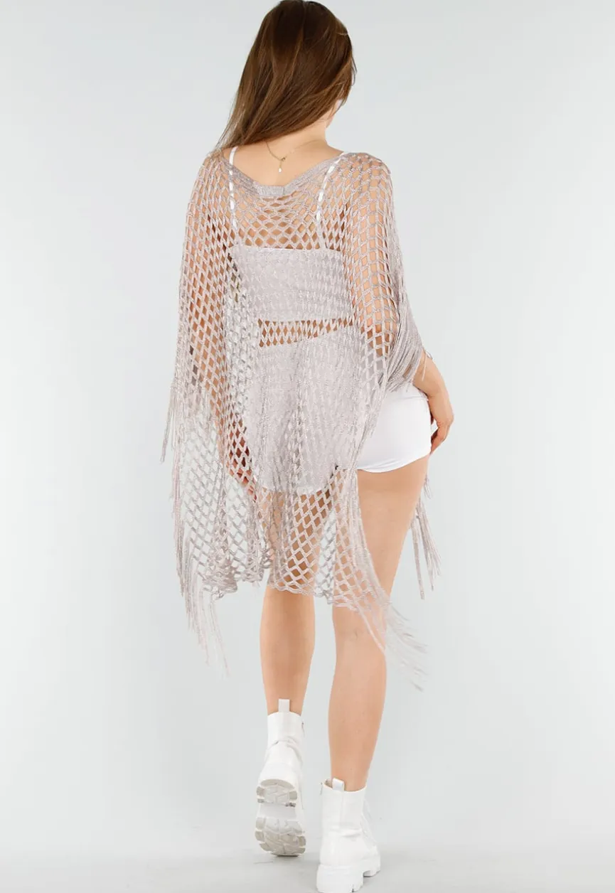 Taupe Festival Cover-Up met Franjes