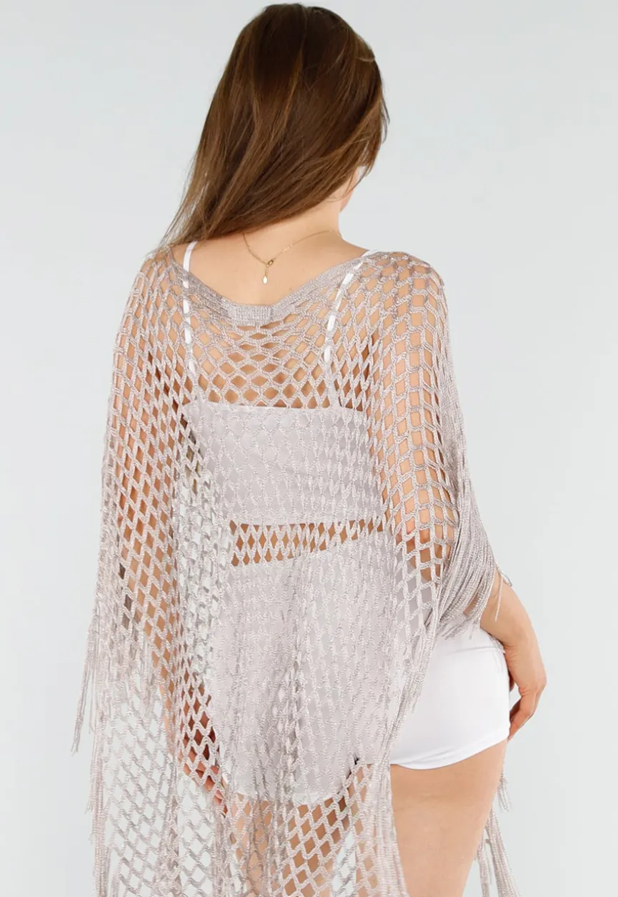 Taupe Festival Cover-Up met Franjes