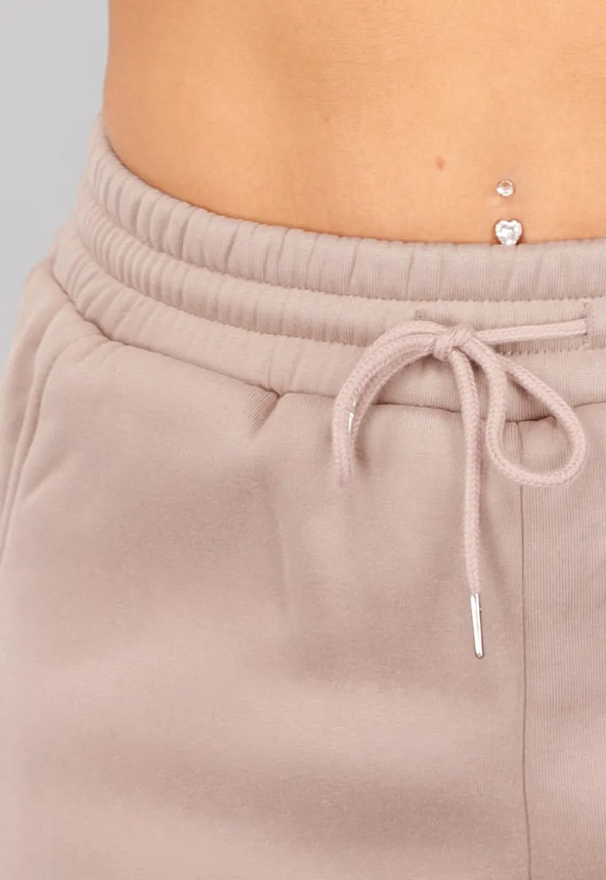 Taupe Joggingpak met Wijduitlopende Broek