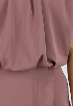 Taupe Mouwloze Playsuit met Overslagrok en Schoudervulling