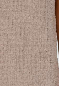Taupe Set met Hooggesloten Top en Stretch