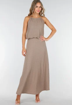 Taupe Set met Hooggesloten Top en Stretch