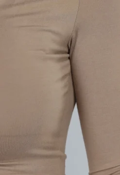 Taupe Topje met Gedrapeerde Hals
