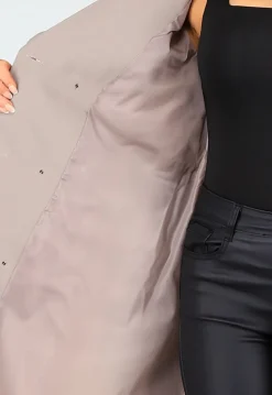 Taupe Trenchcoat met Knoopsluiting en Gespjes