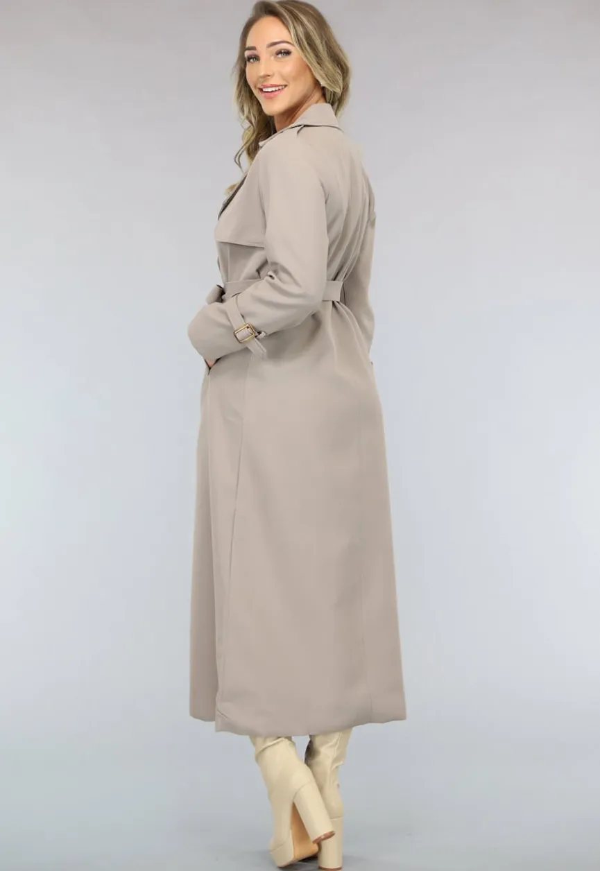 Taupe Trenchcoat met Tailleband